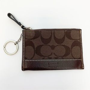 COACH Card Holder Key Chain in Brown Monogram Canvas 4.5” x 3”